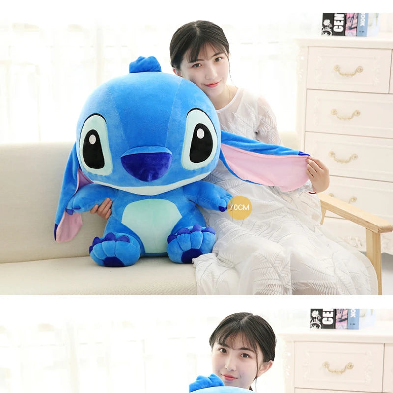 MINISO Disney Cartoon Blue Pink Stitch Plush Dolls Anime Toys Lilo and Stitch 35CM Stich Plush Stuffed Toys Christmas Kids Gift