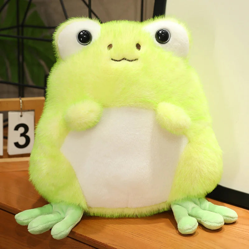 Funny Green Frog Plush Toy Soft Plushie Stuffed Frog Figure Dolls Cute Cartoon Animal Doll For Children Birthday Gift Room Decor