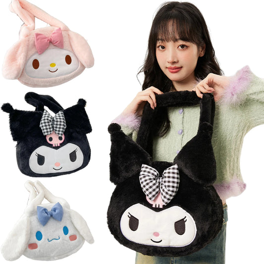 Cute Sanrio Kuromi Plush Bag Large Handbag Cinnamoroll Kawaii My Melody Backpack Shoulder Bag Tote Girl Makeup Plushie Gift bag