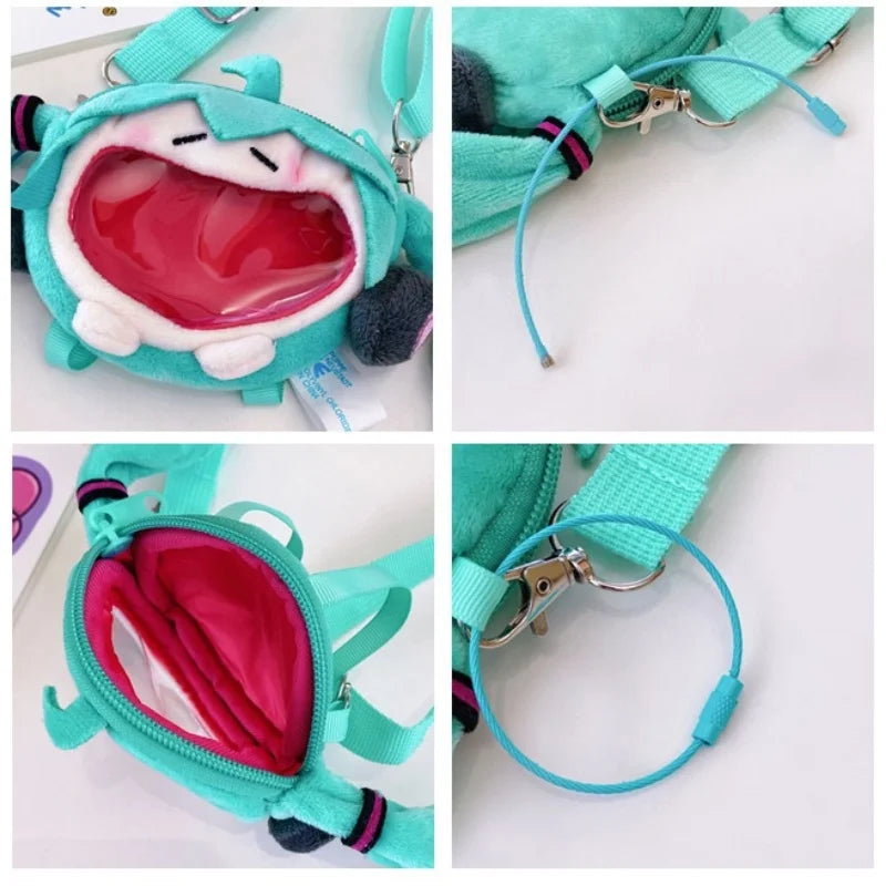 Hatsune Miku Coin Purse Shoulder Bag Cartoon Kawaii 14Cm Headphone Bag Plush Pain Bag Crossbody Bag Keychain Pendant girl Gift