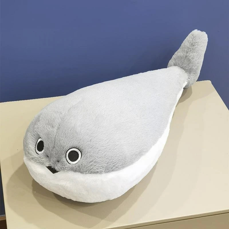 Japanese Style Sacabambaspis Plush Toy Kawaii Grey Fluffy Fish Plushies Very Soft Stuffed Funny Fish Pillow Home Decor Xmas Gift