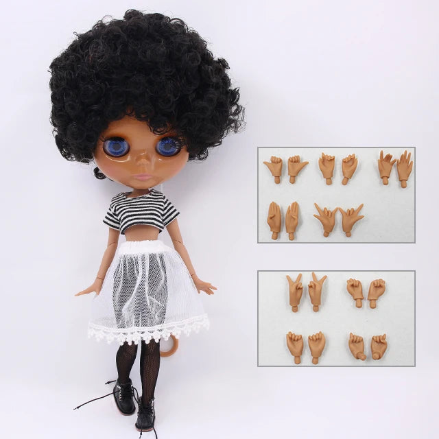 ICY DBS Blyth doll 1/6 bjd toy joint body dark skin afro hair 30cm doll  anime girls