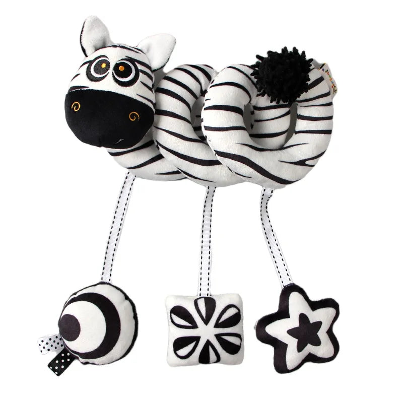 New Black And White Baby Bed Hanging Toy Hanging Spiral Rattle Cart Pendant Interactive Early Education Newborn 0-2 Years Gifts