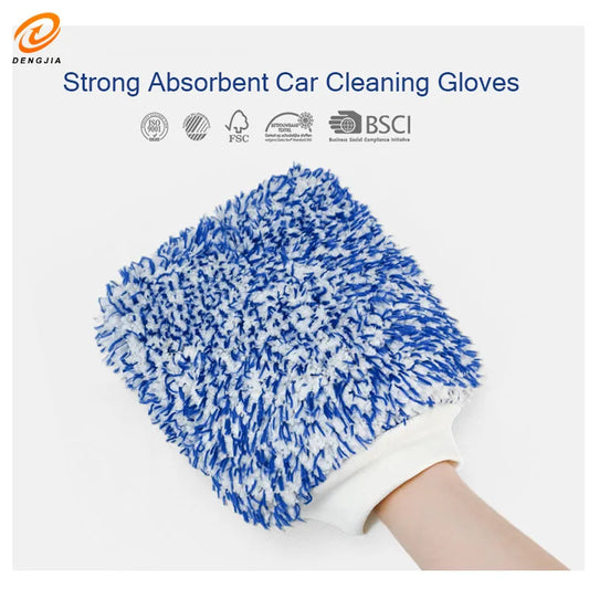 Double-sided Thickened Plush Car Cleaning Gloves Microfiber Absorbent Cleaning Coral Velvet Car Wash Gloves