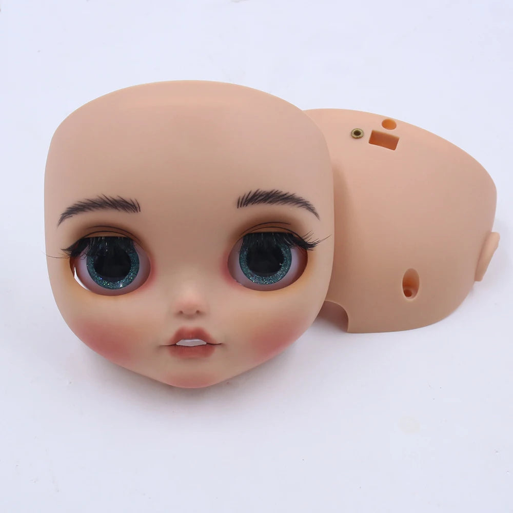 Blyth1/6 doll Hand-painted shell DIY frosted face lip carving eyebrows handmade Ears