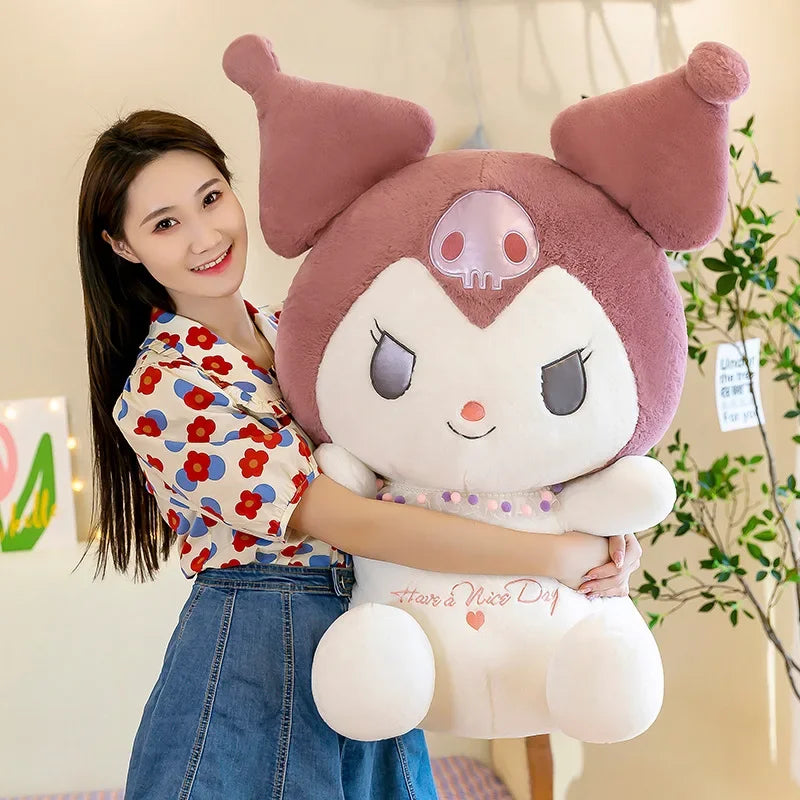 90cm Big Size Kawaii Sanrio Kuromi Cartoon Anime Plush Stuffed Doll Room Decoration Toy Girl Children Birthday Christmas Gift