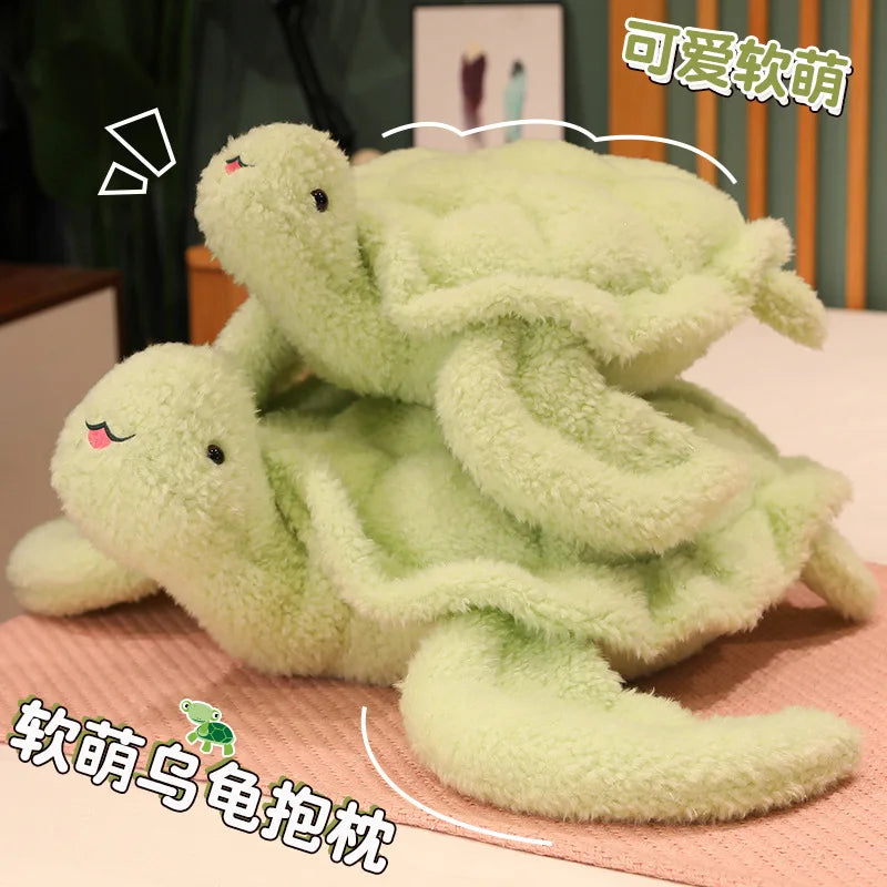 60-100cm Lovely Giant Tortoise Plush Toys Cartoon Sea Turtle Pillow Stuffed Soft Animal Dolls Cushion for Kids Baby Kawaii Gift