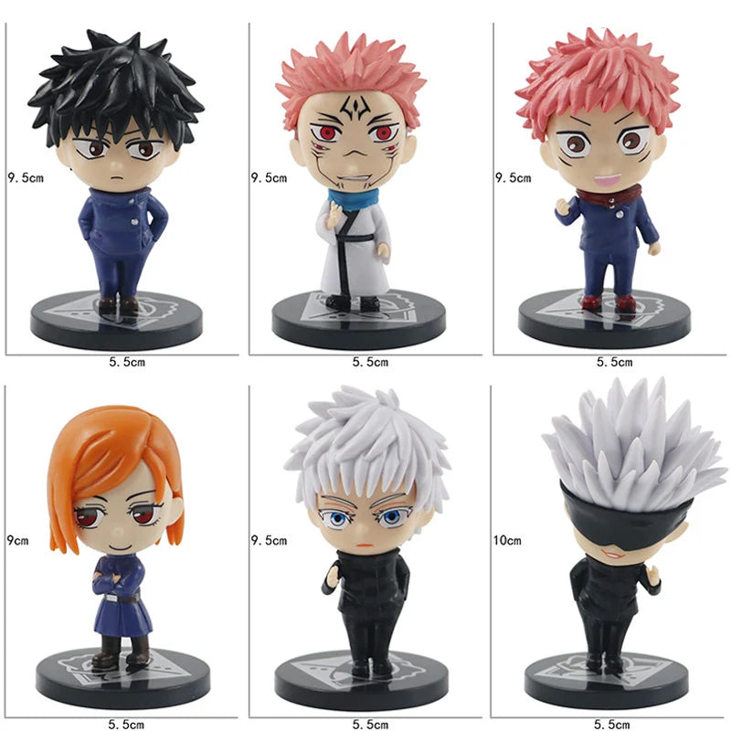 6/8Pcs Anime Jujutsu Kaisen Figures Itadori Yuji Fushiguro Megumi Action Figure Gojo Satoru Kugisaki Nobara PVC Model Toys Dolll