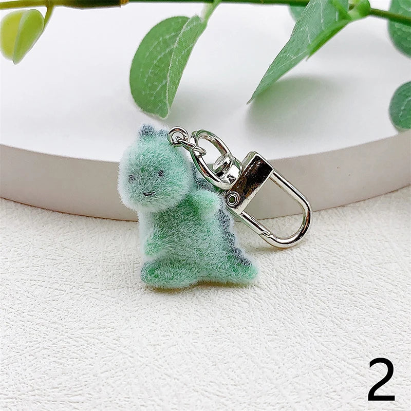 3D Flocking Panda Keychain Cartoon Plush Animal Keyring Bag Pendant Car Key Holder Earphone Charm DIY Jewelry Ornament Accessor