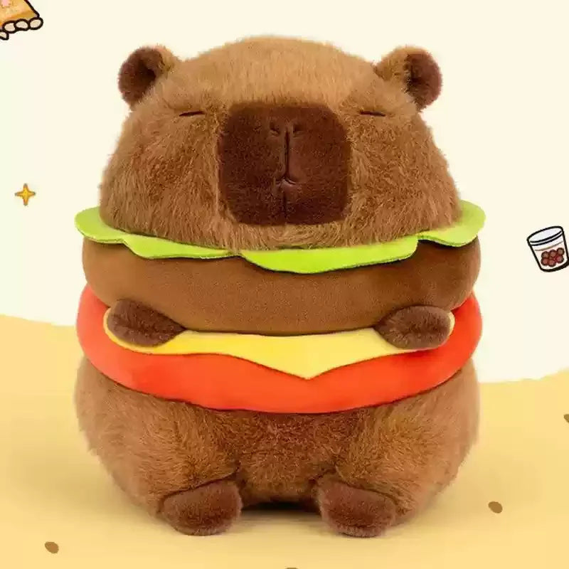 Internet Celebrity Hamburger Capybara Plush Toy Cute Capybara With Birthday Hat Plush Toy, Sleeping Pillow,Best Holiday Gift Kid