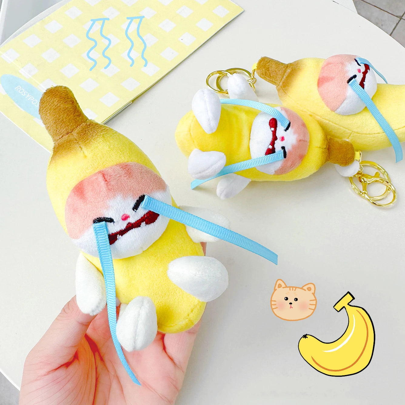 Creative Funny Crying Banana Cat Plush Doll Keychain Pendant Ins Small Fresh Cute Banana Cat Plush Stuffed Toys Children's Gifts