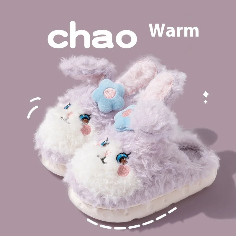 Children'S Cotton Slippers Cute Winter Bunny Girl Princess Indoor Warm And Thick Plush Slippers Sanrio Birthday Gift Wholesale