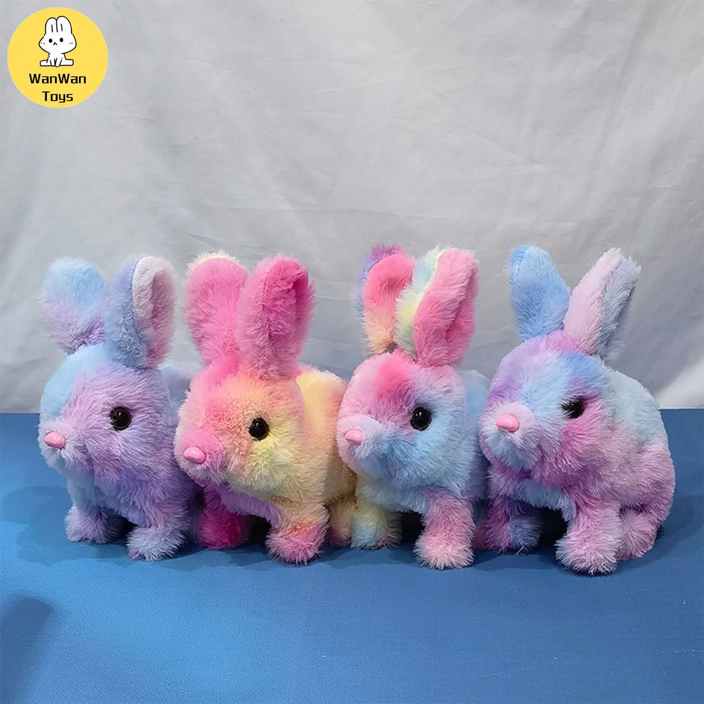 Simulation Soft Fur Color Starry Sky Color Electric Cute Bunny Children Plush Interactive Animal Doll Battery Model 3+