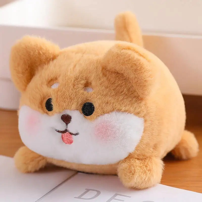 11cm Kawaii Tail Wagging Cat Doll Dog Plush Toys that Wag Their Tails by Pulling on a String Without Using Batteries