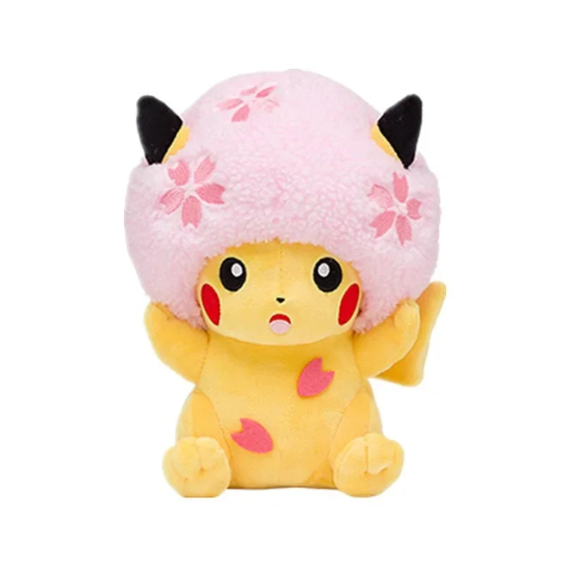 Anime Genuine Sakura Pikachu Plush Doll Japanese Pokémon Pikachu Sakura Headwear Funny Cute Plush Doll Girls Lovely Gifts Toy