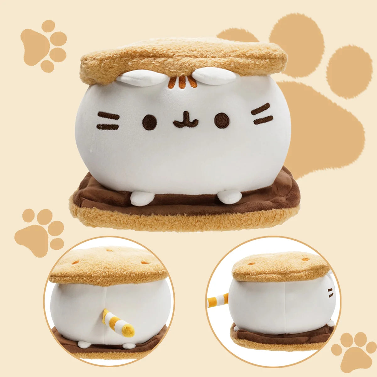 Kawaii Chocolate Cookie Fat Cat Plushies Soft Stuffed Animal Pillow Accompany Sleep Toy Home Decoration Toys Kids Birthday Gifts