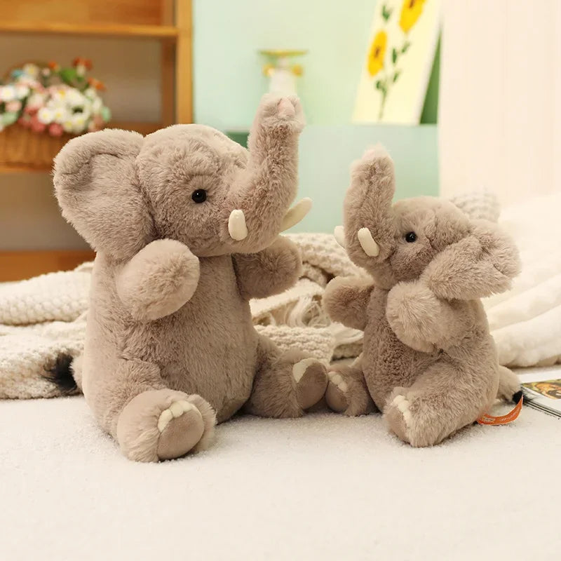 25-45cm Simulation Plush Elephant Doll Toy Fluffy Stuffed Cute Animal Pillow Baby Accompany Xmas Birthday Gift Kids