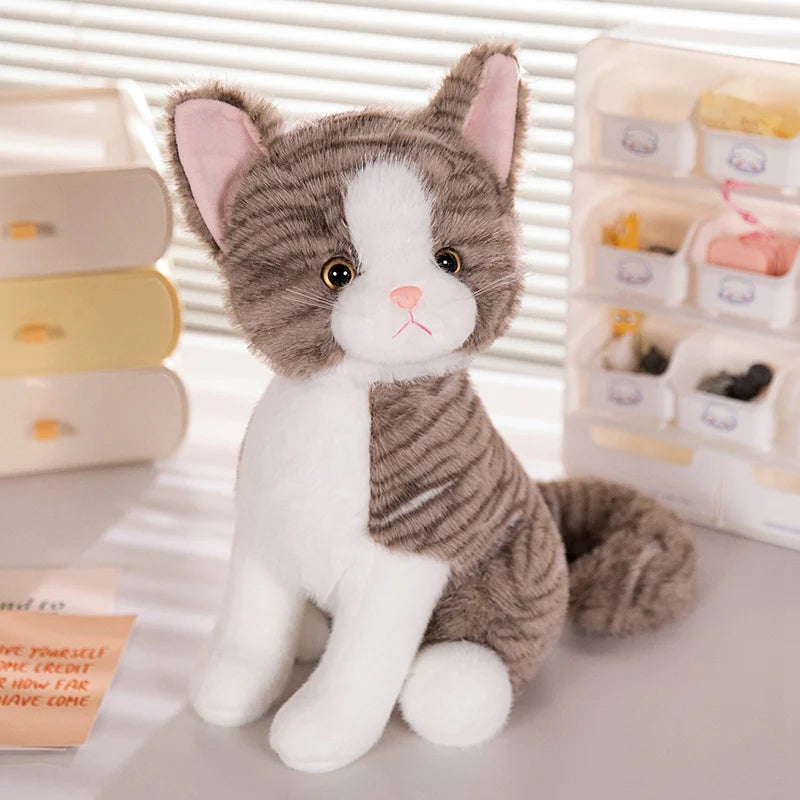 40cm Cute Simulation Sitting Cats Plush Toys Stuffed Soft Animal Cat Dolls for Children Baby Home Decoration Birthday Gifts