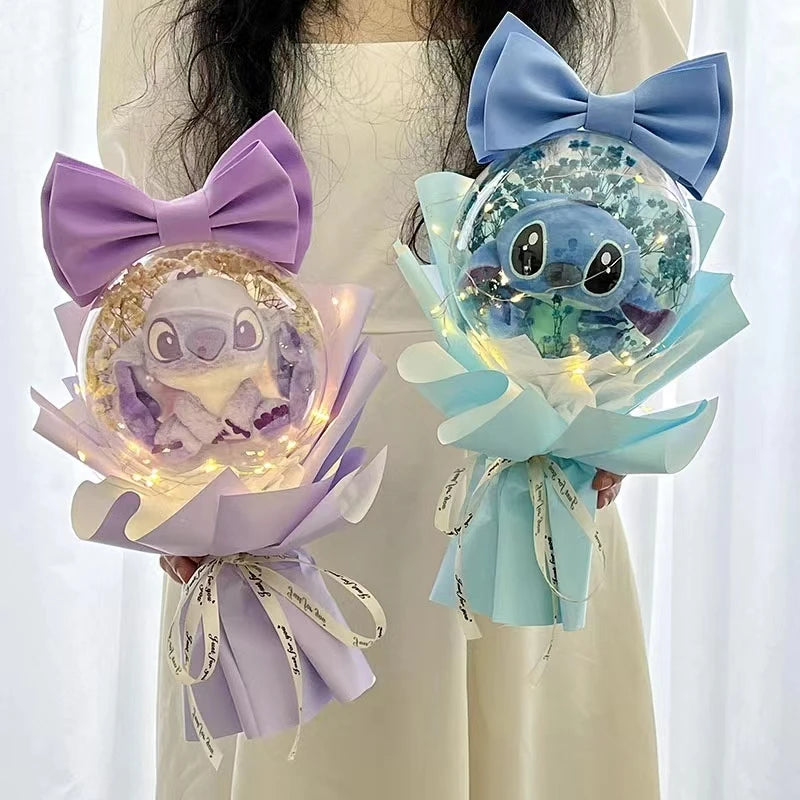 Anime Stitch Winnie Plush Bouquet Stuffed Super Soft Kids Doll Home Decoration Christmas Birthday Valentine Halloween Gifts