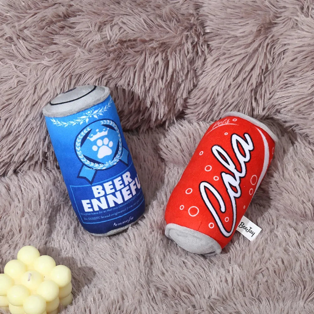 Plush Dog Bottle Toy Fun Anti-bite Squeaks Relieve Boredom Plush Elastic Anti-bite Chew Sound Soft Beer Bottles Dog Toy