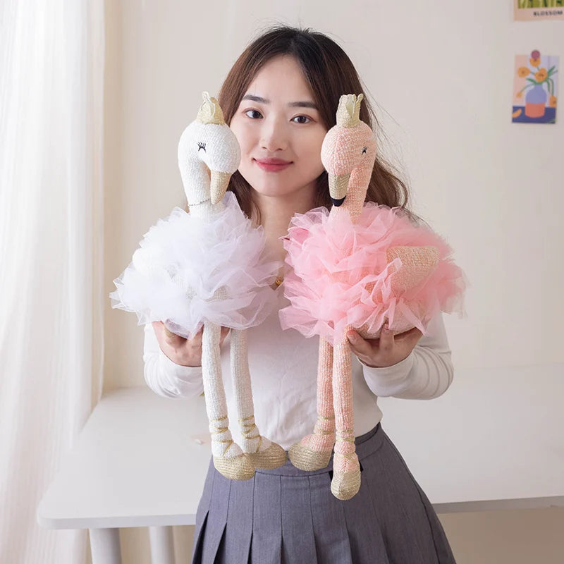 40CM Beautiful Crown Flamingo Plush Toys Romantic Elfereture Stuffed Animal Doll For Lover Festival Wedding Gift