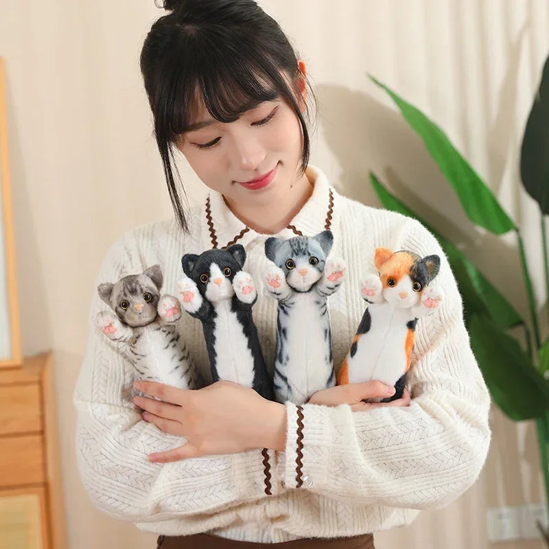 25/40/58CM Kawaii Raise Hand Kitten Plush Toys Lovely Caicai Cat Black Cat Dolls Stuffed Soft Animal Toy Nice Birthday Gifts