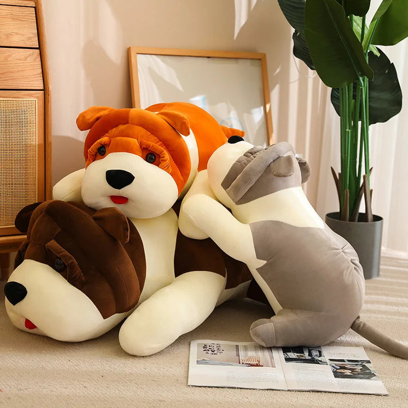 80/100cm Plush Toy Plush Puppy Doll Creative Holiday Decor Children's Gift Cartoon Puppy Shar-pei Dog Lying Pillow Nice Gift