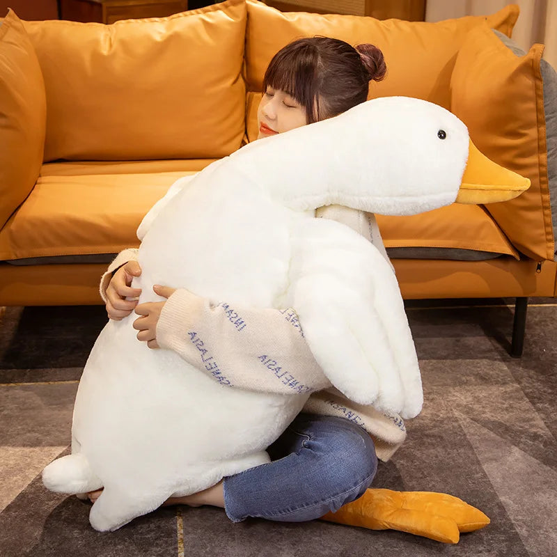 190CM Giant Simulation Duck Plush Toy Soft Huggable Pillow Stuffed Giant Goose Cuddly Swan Baby Doll for Kids Girl Birthday Gift