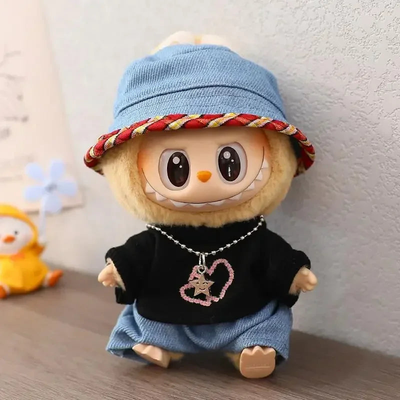 17cm Mini Plush Doll'S Clothes Outfit Accessories For Korea Kpop Exo Labubu Idol V1 V2 casual suit hat shoes Clothing Gift