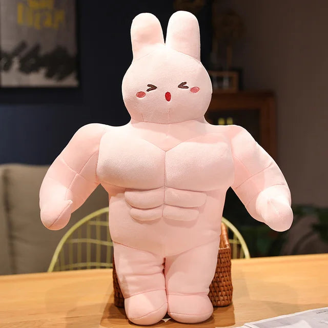 50-90CM Funny Strong Muscle Rabbit Plush Toys Humanoid Animal Pillow Stuffed Soft Vent Embrace Toys Cushion for Kids Kawaii Gift