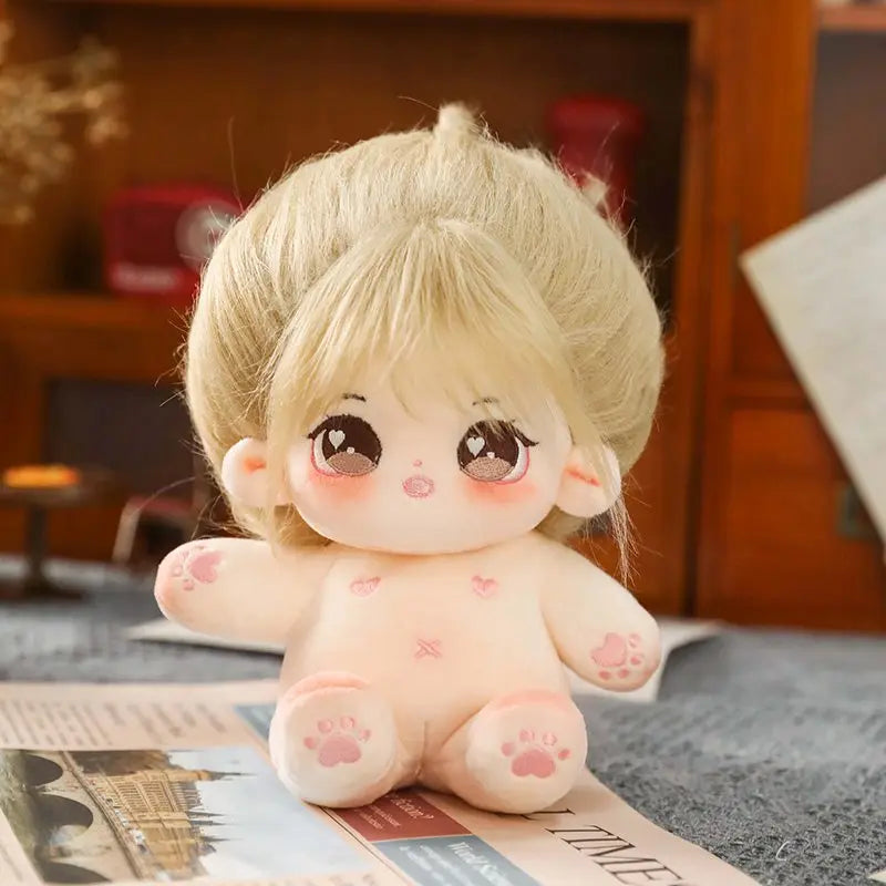 20cm Kawaii Plush Cotton Doll Idol Stuffed Super Star Figure Dolls No Attribute Fat Body Crying Doll Can Change Clothes Gift