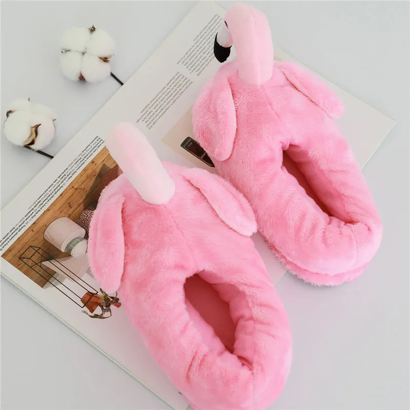 Winter lovely Home Slippers Chausson Shoes Women Flamingo slippers pantuflas unicornio pantoufle femme Warm Cotton Shoes hy24