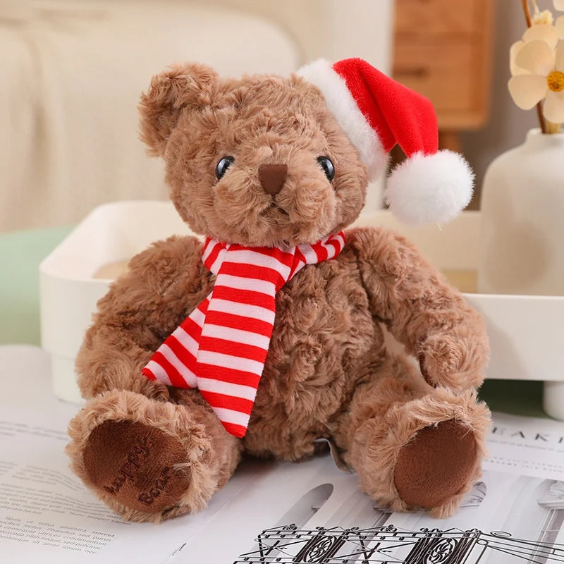 1pc 20cm Christmas Teddy Bear Dressing Up Soft Stuffed Animals Bear Plush Toys Doll For Kids Girlfriends Birthday Elegant Gift