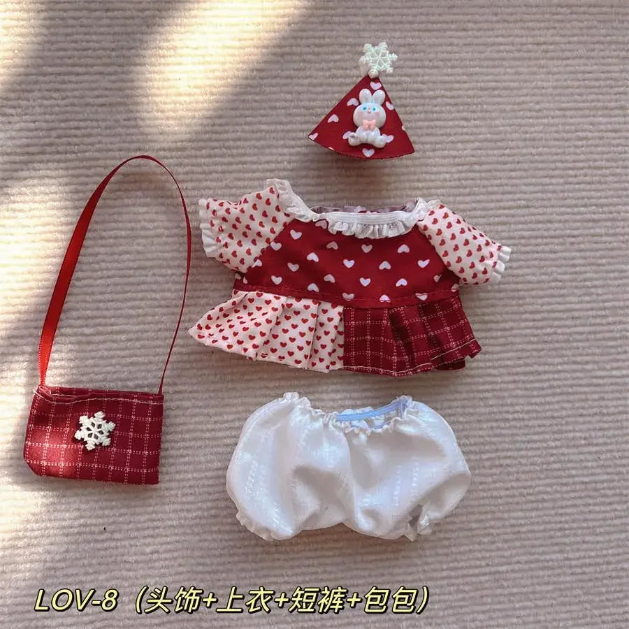 For Baby Three/20cm Rompers Cartoon Doll Replacement Outfit cotton doll baby clothes strap skirt no doll