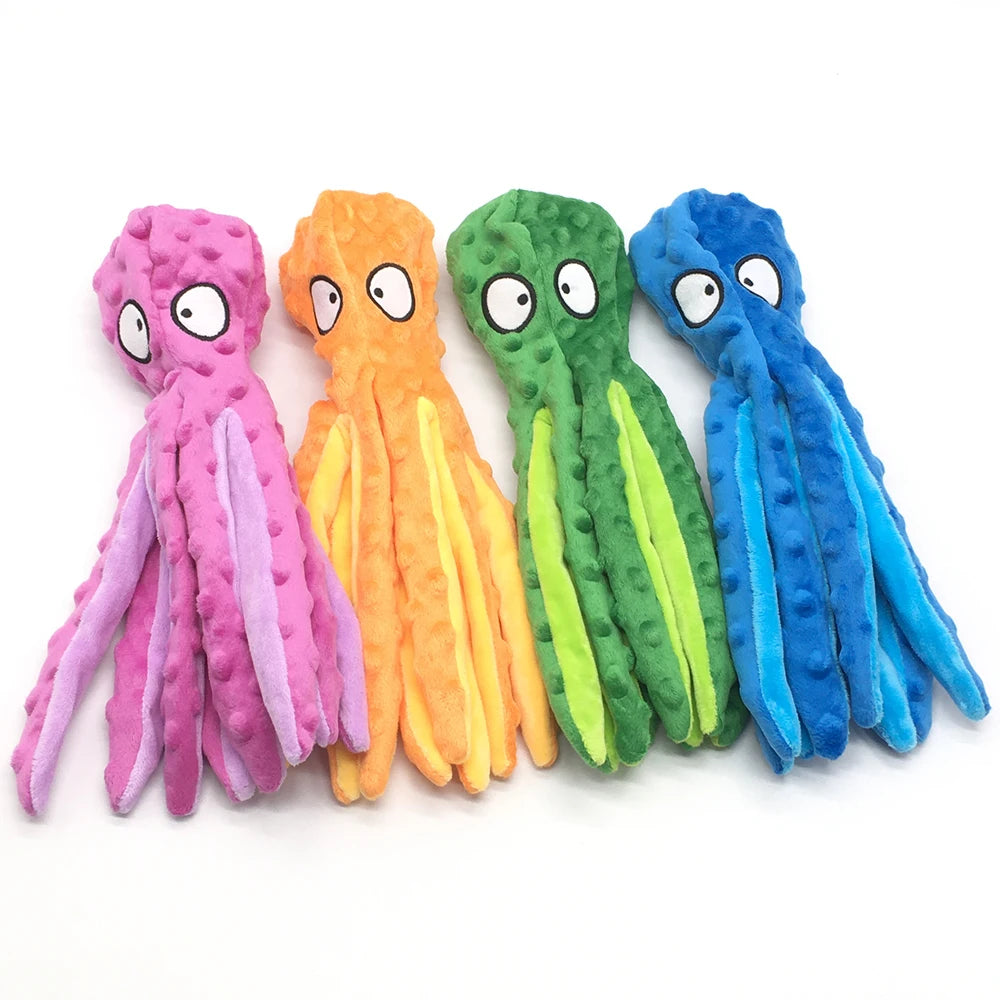 Pet Plush Toy Cat Dog Squeaker Squeaky Octopus Shell Toy Bite Resistant Puppy Interactive Training Teeth Cleaning Chew Toys