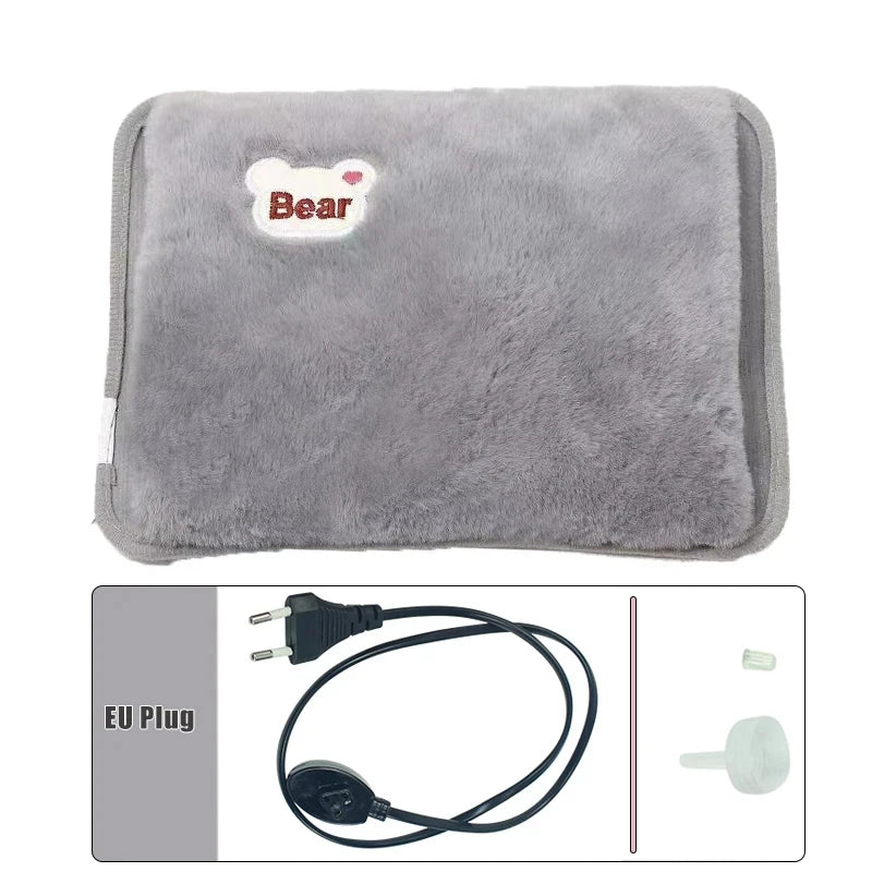 Electric Hot Water Bag Reusable Plush Hot Water Bottle EU Plug Charging Heating Water Bags Winter Warm Hand Pocket