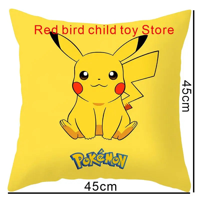 45X45CM Pokémon Pikachu Eevee Anime Short Plush Cute Cartoon Pillowcase Home Sofa Office Cushion Pillow Cushion Cover Wholesale