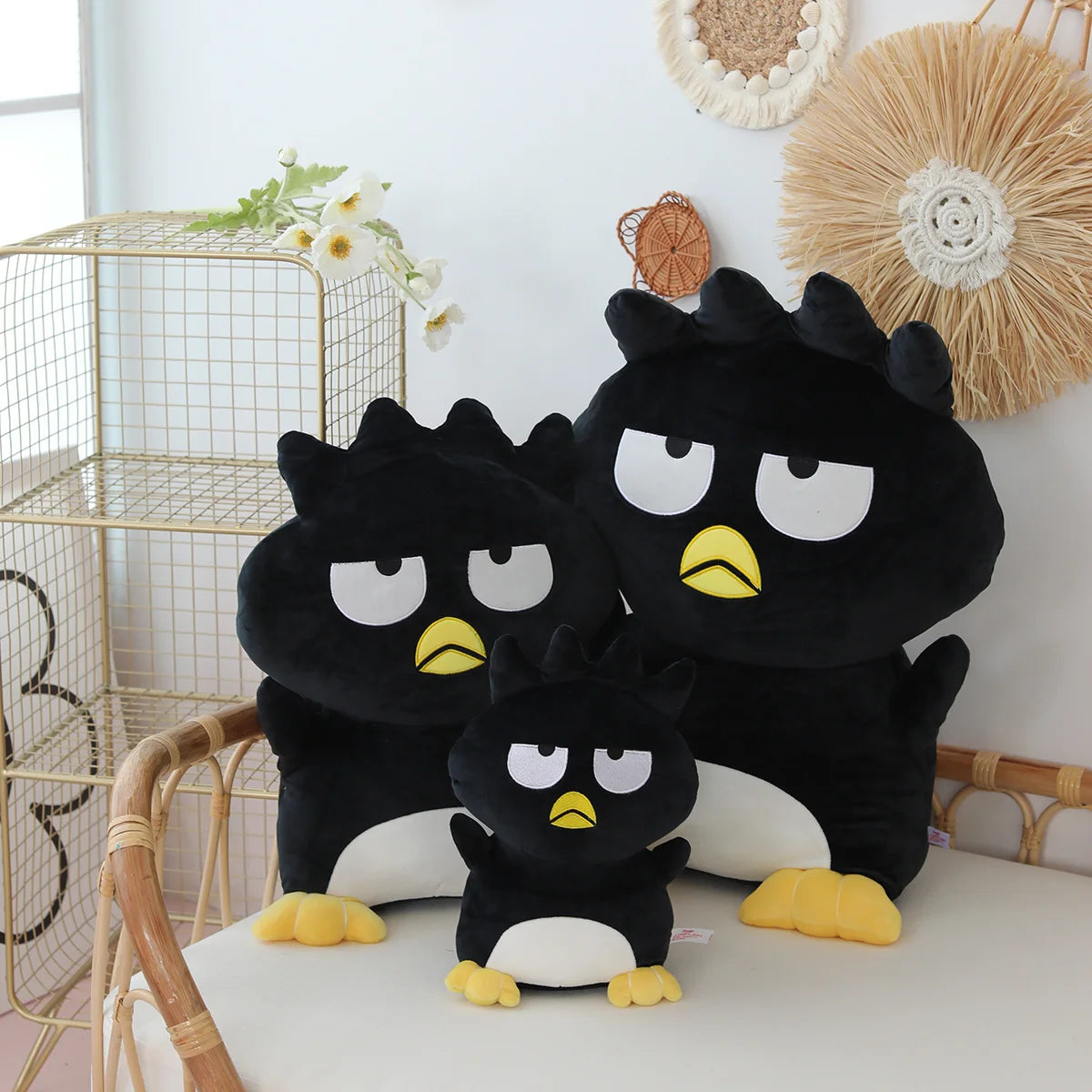 Soft Cuddly Bad Badtz Maru Plush Toy Kawaii Stuffed Animal Black Penguin Plushies Throw Pillow Japanese Style Doll Xmas Gifts