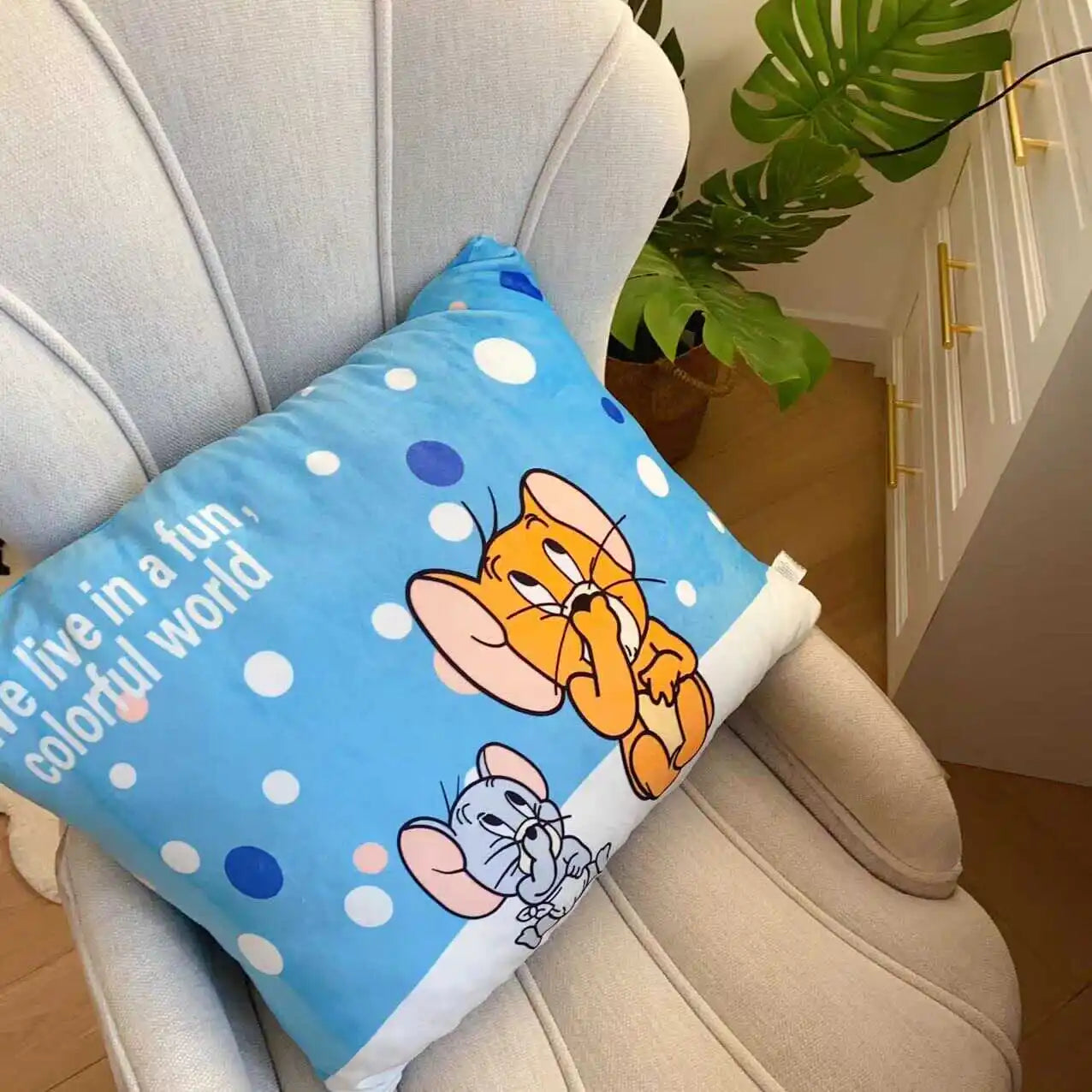 Very Soft Tom and Jerry Plushies Cuddly Pillow Sofa Bed Comfortable Back Cushion Home Decor Cartoon Anime Printing Plush Toy