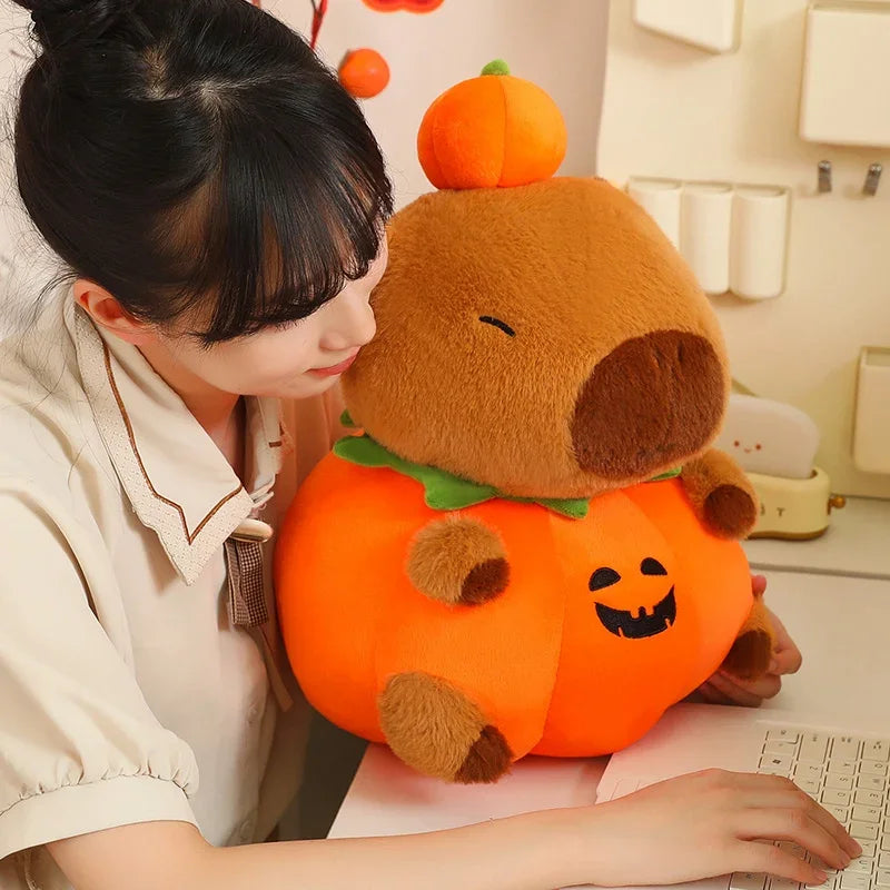 25cm Cute Creative Capybara  Pumpkin Capybara Stuffed Lovely Capybara  Halloween Celebration Birthday Holiday Gift