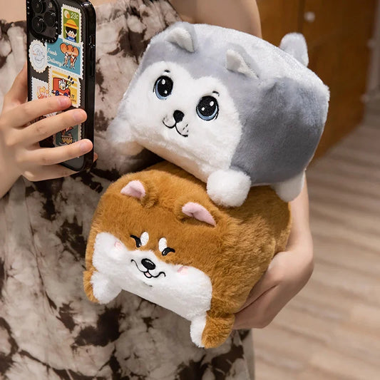 20CM Small Square Animal Pillow Soft Stuffed Cartoon Animal Doll Lovely Shiba Inu Husky Panda Spider Duck Toys For Birthday Gift