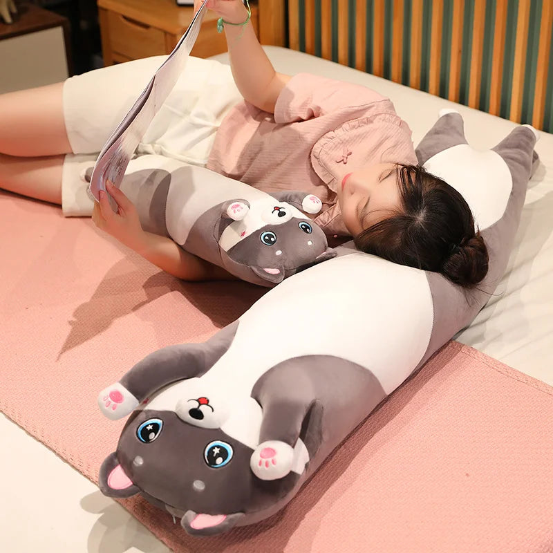 Long 50-130cm Husky Plush Toys Cartoon Sleeping Cushion Dolls Stuffed Soft Animal Love Dog Pillow for Children Girl Elegant Gift