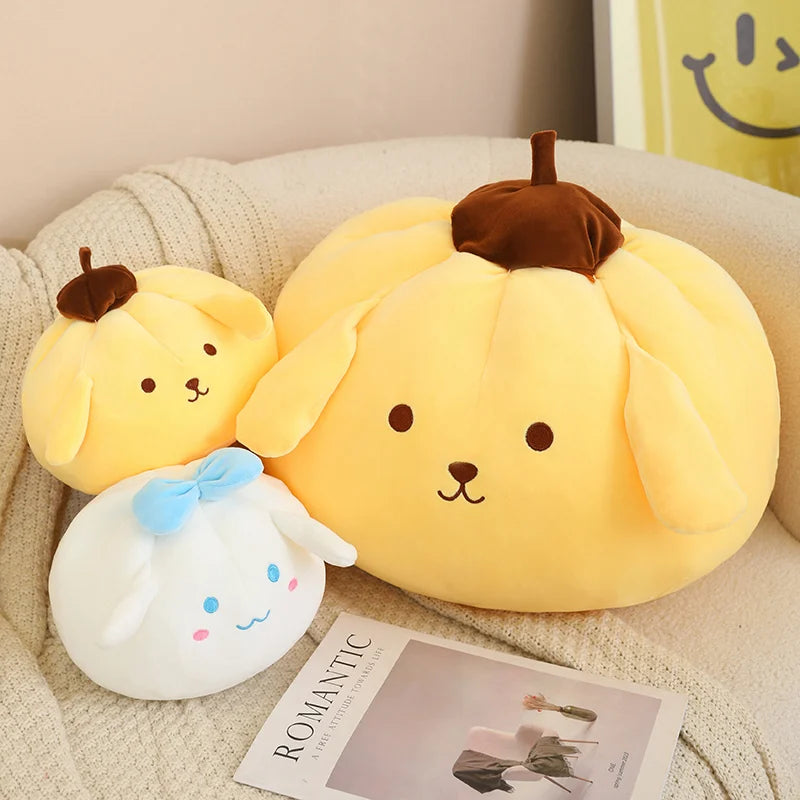 20/30/40cm Sanrio Plush Toys Kawaii Round Cinnamoroll Pom Pom Purin Plush Pillow Cute Chubby Sofa Cushion Soft Sleeping Pillow