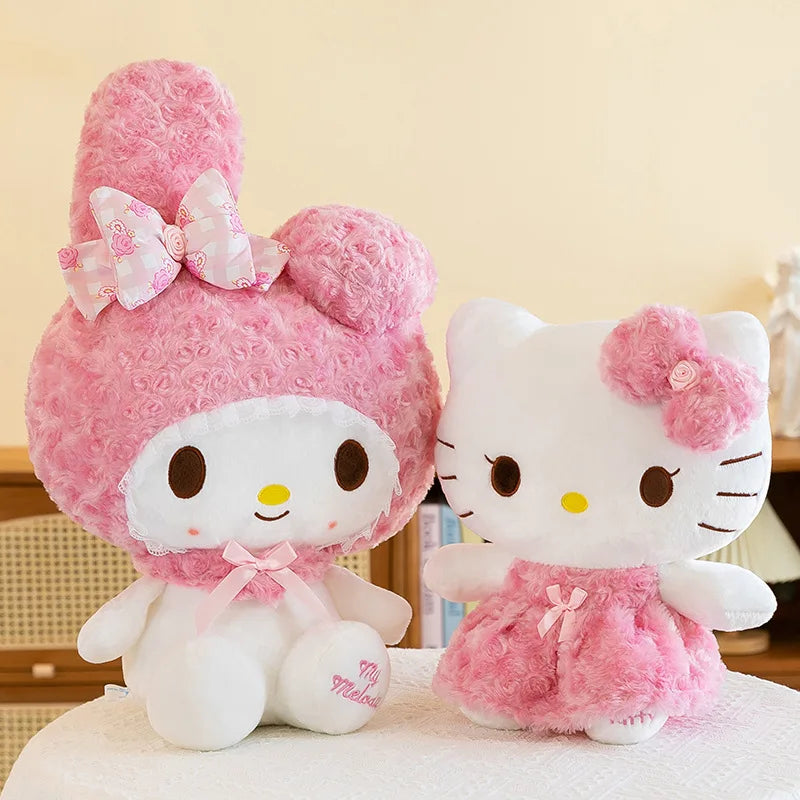 35/50CM Sanrio Hello Kitty Melody Cat Plush Toy Rose Skirt Cartoon Plushie Doll Soft Stuffed Anime Pillow Girls Birthday Gifts