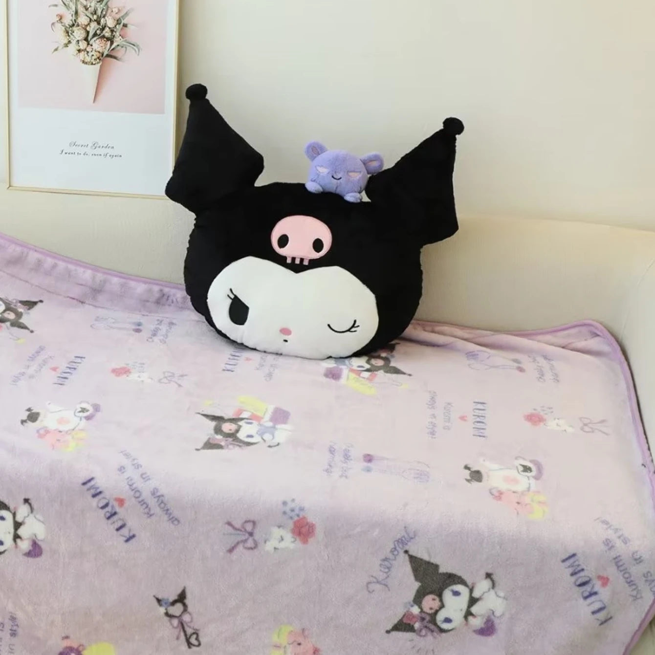 Cute Kuromi My Melody Cinnamoroll Pochacco Plush Toy Stuffed Cartoon Anime Soft Comfortable Hug Plushies Throw Pillow Blanket