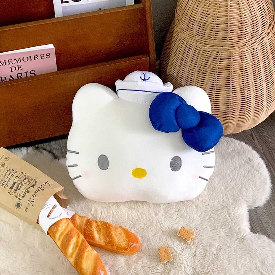 Sanrio Original Hello Kitty Plush Toy Stuffed Cartoon Seafarer Hello Kitty Plushies Cute Japanese Style White Cat Pillow Gifts