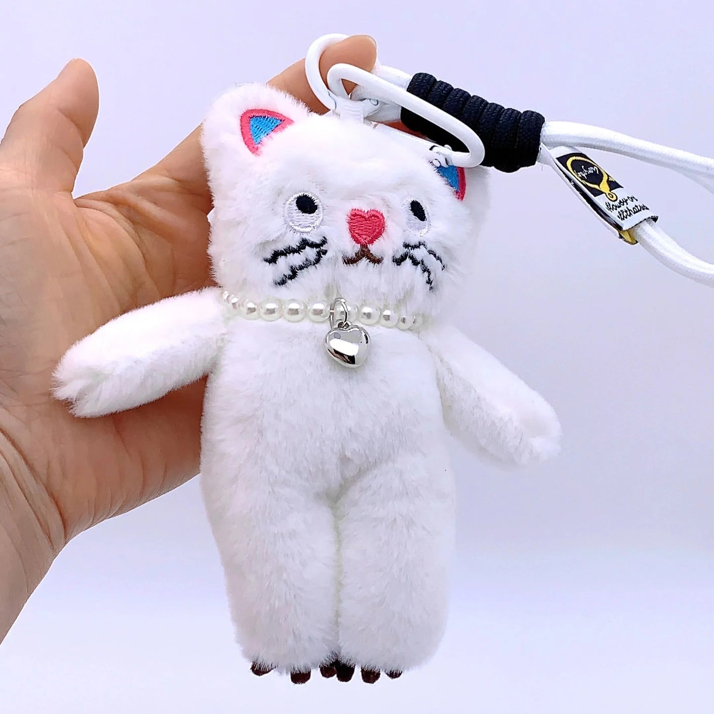 15cm Kawaii Pink Cat Plush Keychain Cute Cat Plush Pendant Soft Animal Keyring Car Key Buckle Accessories Girl women Bag Hanging