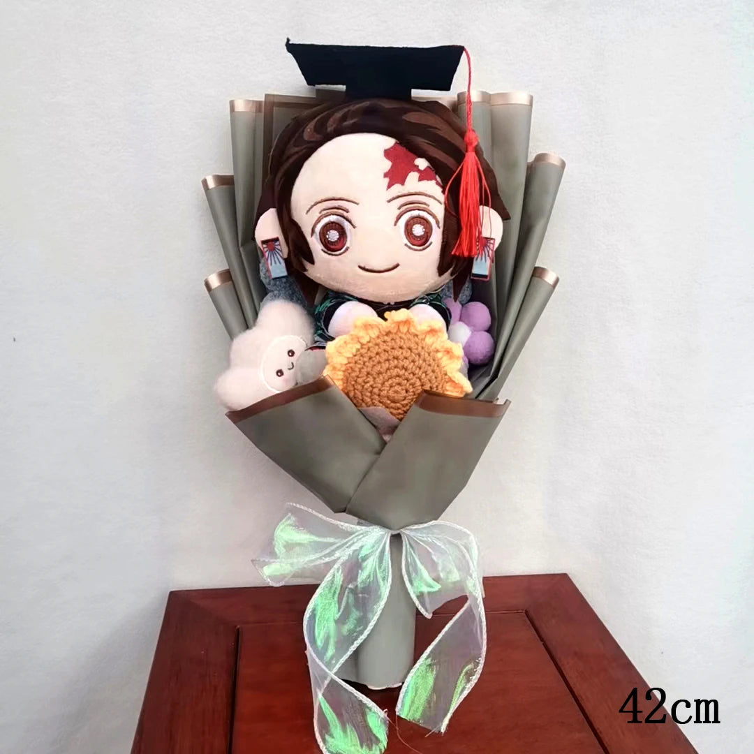 New Anime Ghost Slayer Plush Bouquet Blade Plush Doll Tanjiro Nezuko Game Peripheral Birthday Valentine's Day Graduation Gift