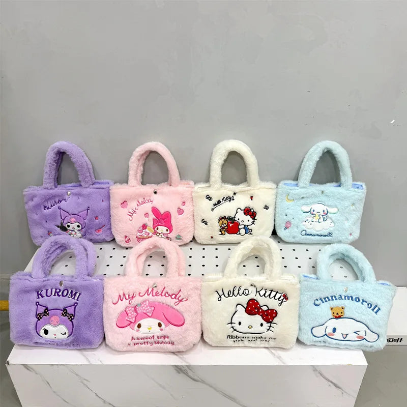 Sanrio Kuromi Plush Bag Melody Kitty Shoulder Bag Handbag Birthday Gift Female Accessories Peripheral Toys Movie Peripherals