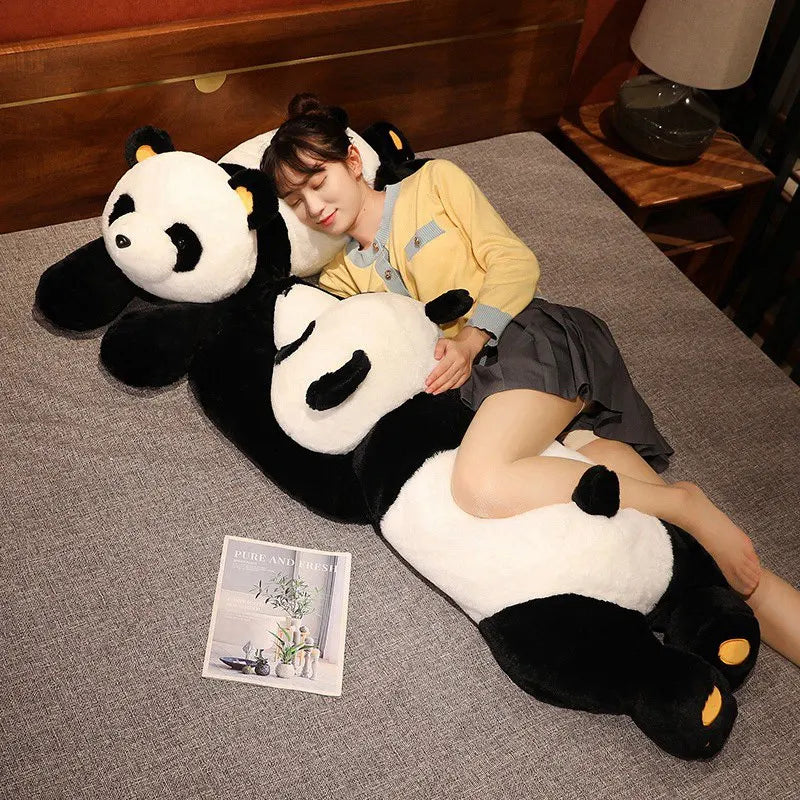 Cute Giant Long Panda Bear Plush Lie Prone Posture Stuffed Animal Doll Toy Pillow Cartoon Kawaii Dolls Girls Kids Gifts